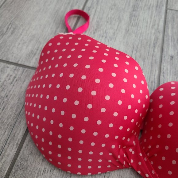 Victoria's Secret women's plunge bra pink with white polka dots size 34D - Picture 5 of 11